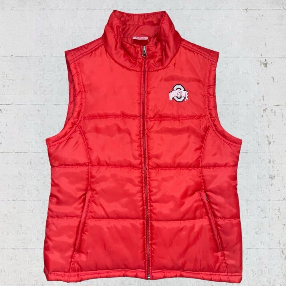 Ohio State Buckeyes Women’s Red Puffer Vest Size M/L Football Big Ten - Picture 5 of 10